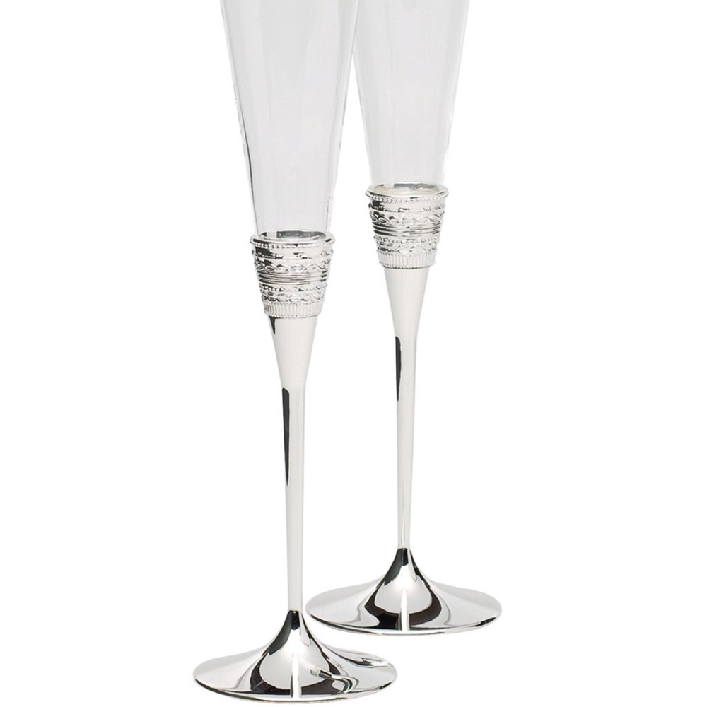 Vera Wang -Silver With Love Toasting Flutes, Set